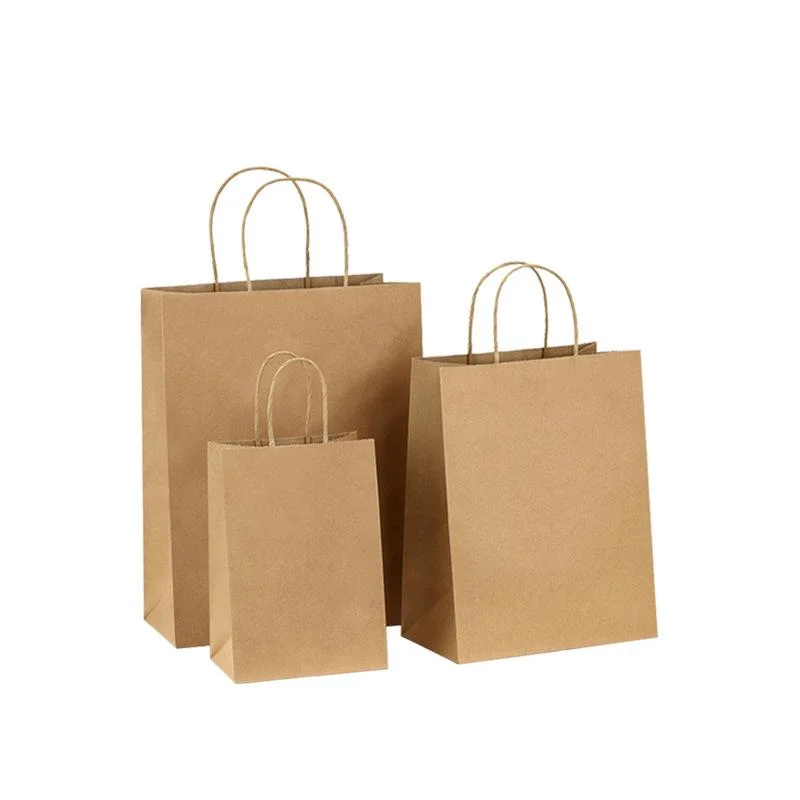 Custom Printed Your Own Logo Brown Kraft Gift Craft Shopping Paper Bag with Handles