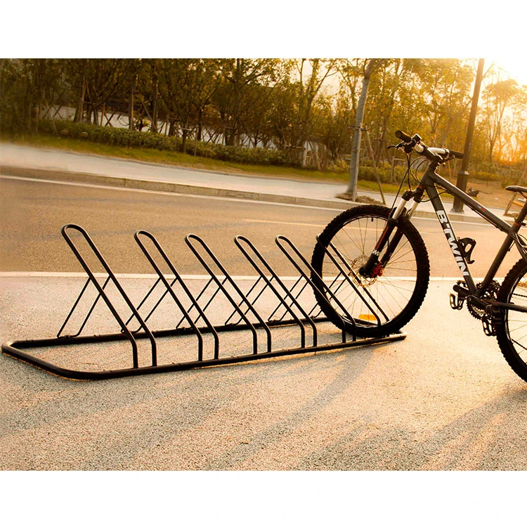 Floor Mounted 6 Space Saving Carbon Steel Bicycle Parking Frame