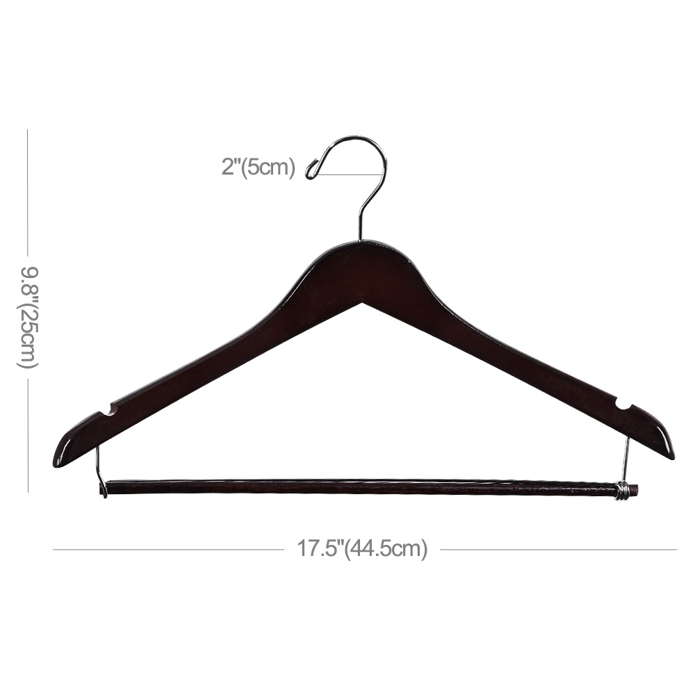 Extra Wide Shoulder Antique Special Design Hotel Wooden Coat Suits Hanger with Bar (M1015T-1)