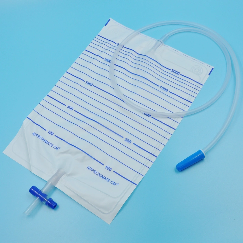 CE Certificated Disposable Urine Drainage Collection Bags 2000ml with Cross Valve