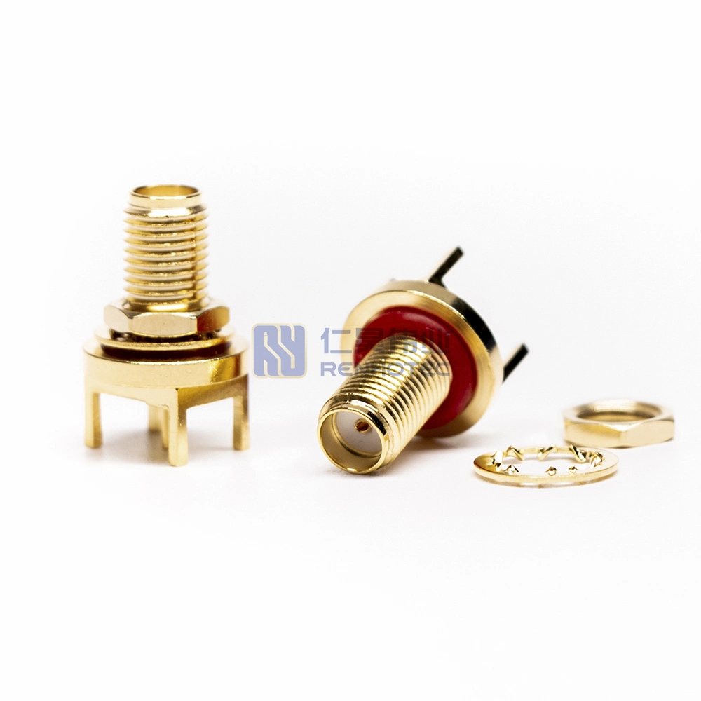 Conector coaxial RF fêmea SMA com ficha direita PCB de 50 Ohm