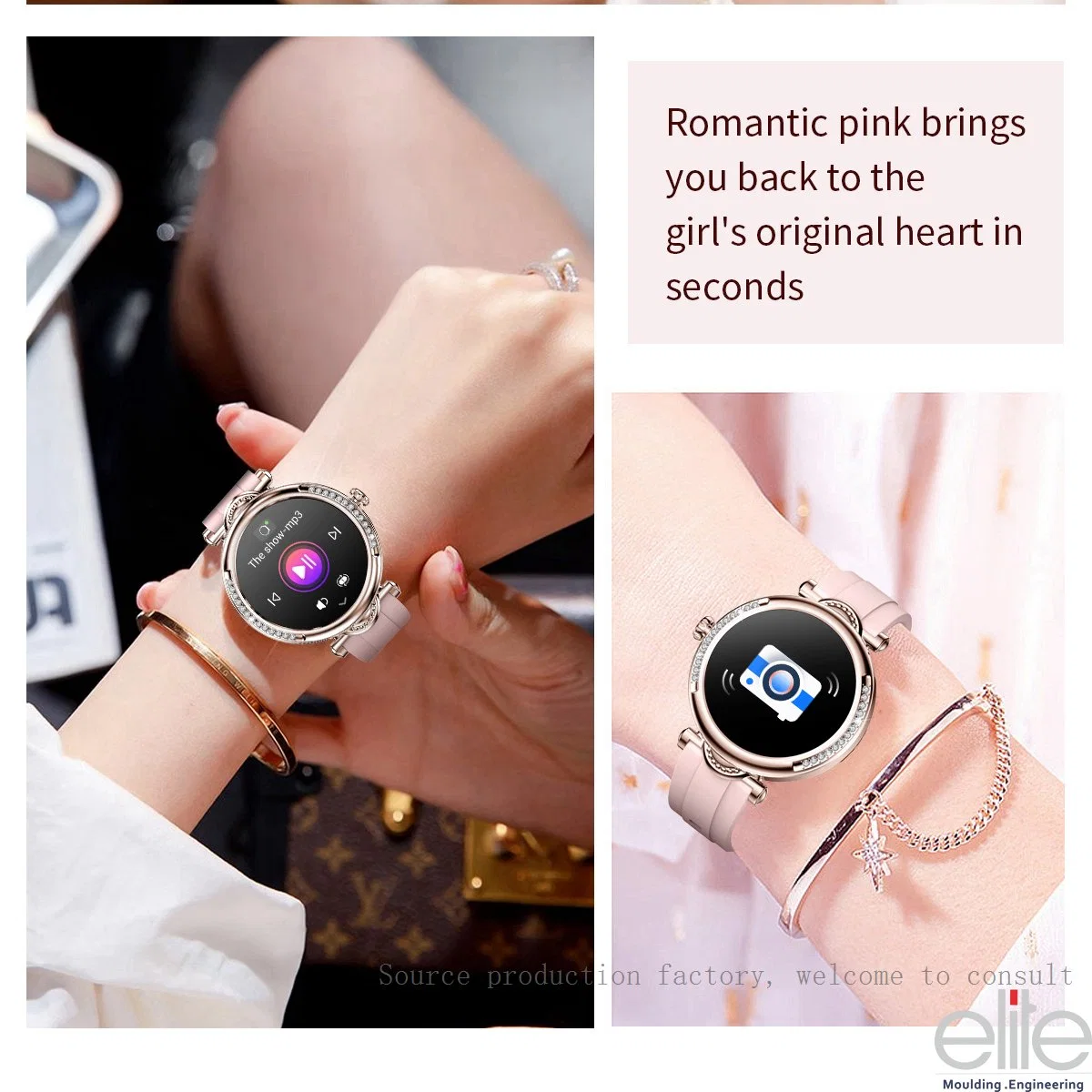 Cross-Border Popular Fashion Women&amp;rsquor ; S Smart Watch, fréquence cardiaque 1.27 pouces pression artérielle Bluetooth appelant Multi-Sport Smart Watch