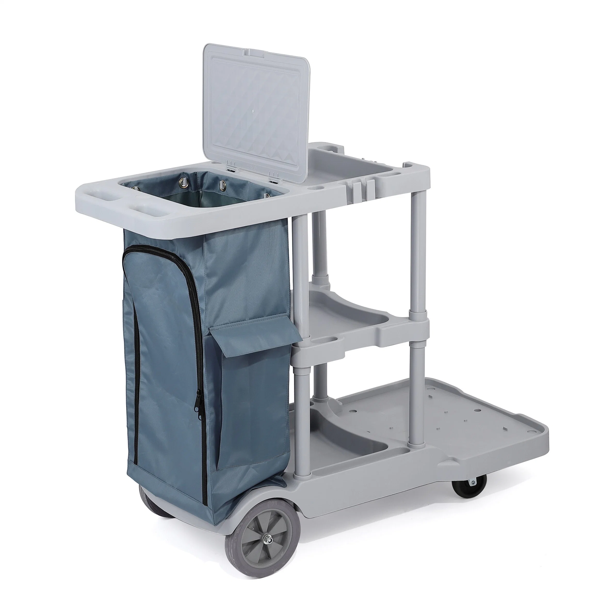 Multi Task Compact Solid Janitorial Cleaning Trolley Service Cart