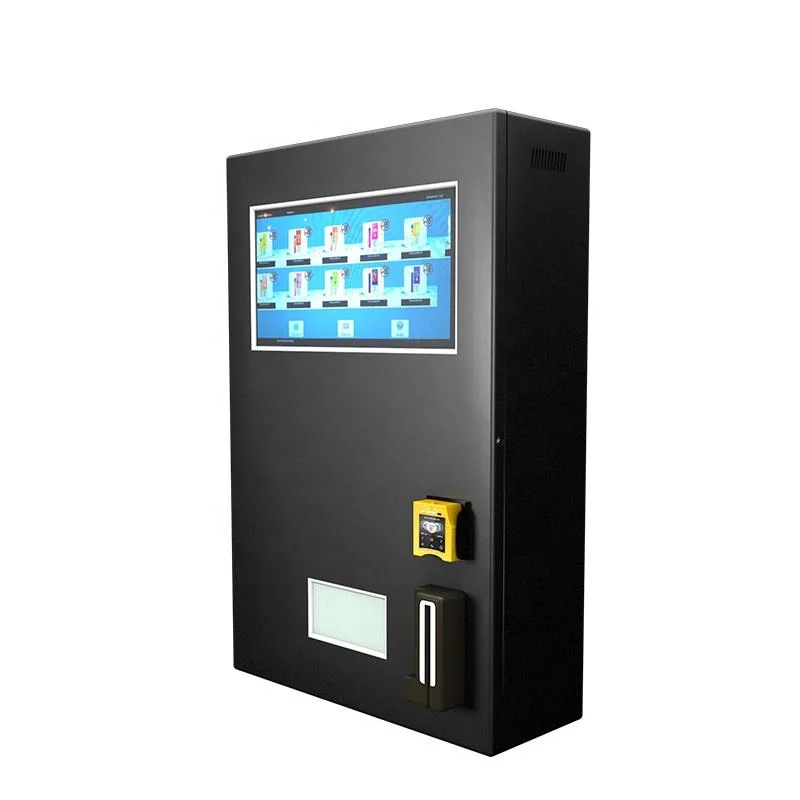 Máquinas de venda automática personalizadas de cigarros eletrônicos pequenos para itens de varejo. Máquina de venda automática autoatendimento montada na parede com leitor de cartão.