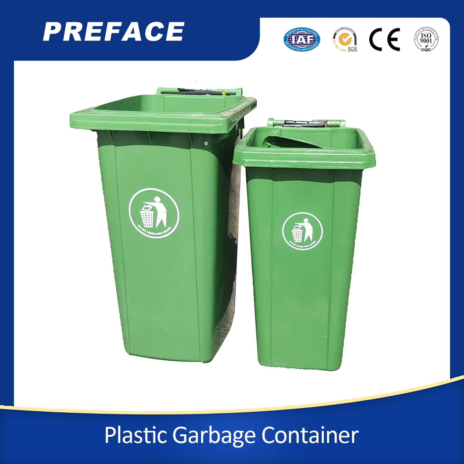 120 Liters Trashbin and Dustbin Brown and Large Waterproof Bin and Plastic Wheeled Recycle Waste Bin Trash Can with Lid for Sale Outdoor Trash Can Custom Size