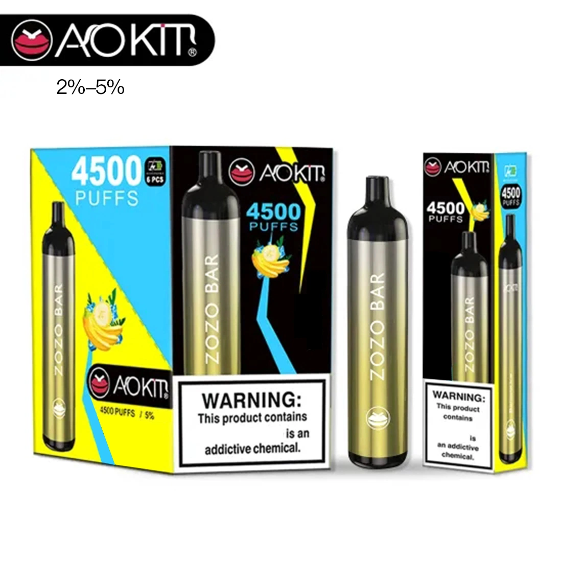 New Faddish Butterfinger Hookah Vaper Kits Mini Vape 5% 2% Aokit 4500puffs Twix Vapecigarettes Vape Disposable/Chargeable E Cig with CE Tpd Certification