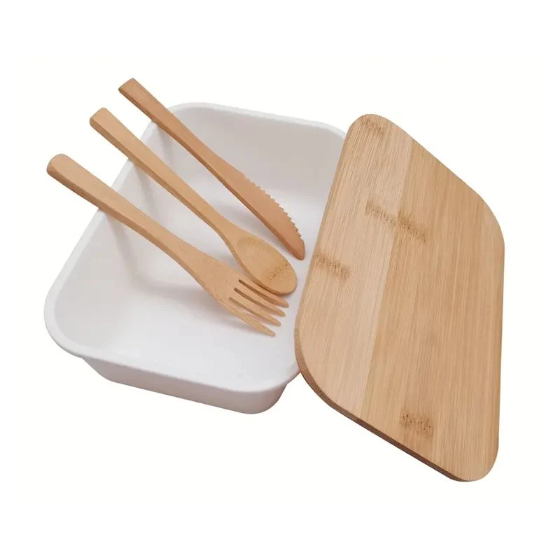 Aveco Custom Design Lunch Box Food Grade Leak-Proof Eco Lunch Box Set with Bamboo Lid Cutlery Set