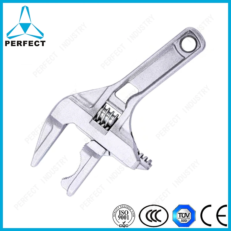 Lightweight Short Handle Large Opening Adjustable Wrench for Bathroom Pipe