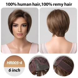 Straight6 polegadas Ombre Brown curto Bob 100% Remy Wigs humano Cabelo