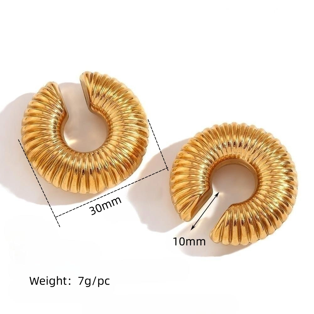 18K Gold Screw Women's Earclip Stainless Steel Fashion Jewelry