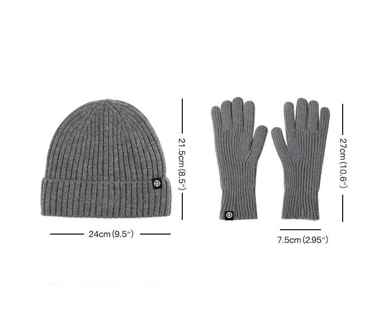 New Unisex Winter Striped Warm Hat Wool Touch Screen Windproof Gloves Suit