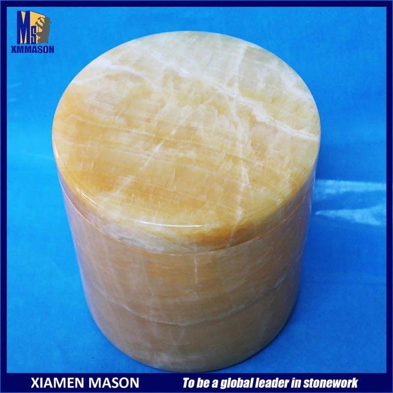 China Polished Natural Stone Yellow Marble Urn for Sale