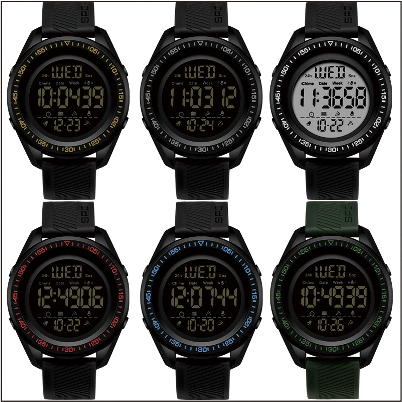 Venda de Relógio desportivo de plástico quente Homens de forma digital à prova de relógios de pulso
