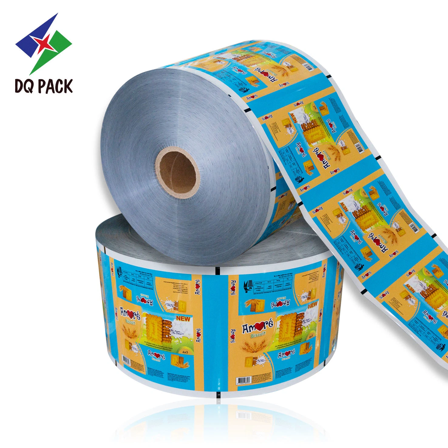 Dq Pack Custom Printed BOPP Plastic Food Packaging Roll Film for Biscuit