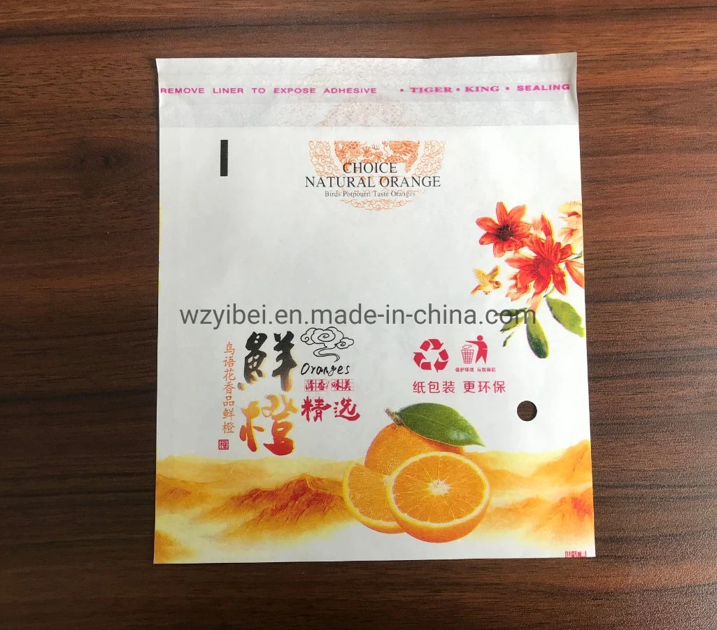 Sealable Custom Printed Fruit Orange Display Delivery Packaging Paper Bag