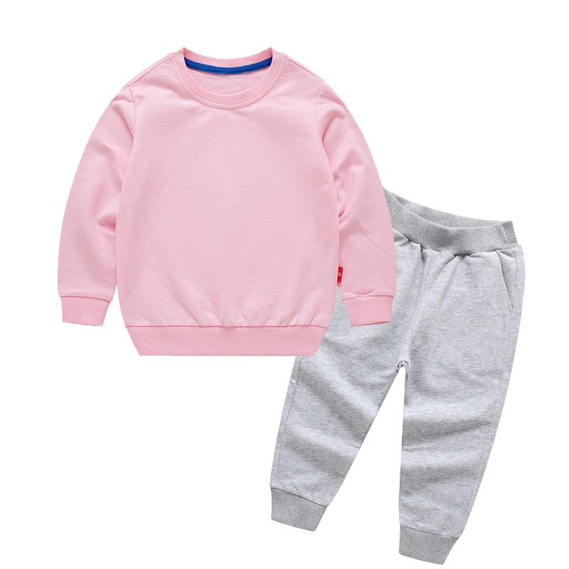 Kids Clothing 9m to 12t 100% Cotton Solid Color Toddler Kids Sweat Suit Track Suit Jogger Sets Activewear Children Wear