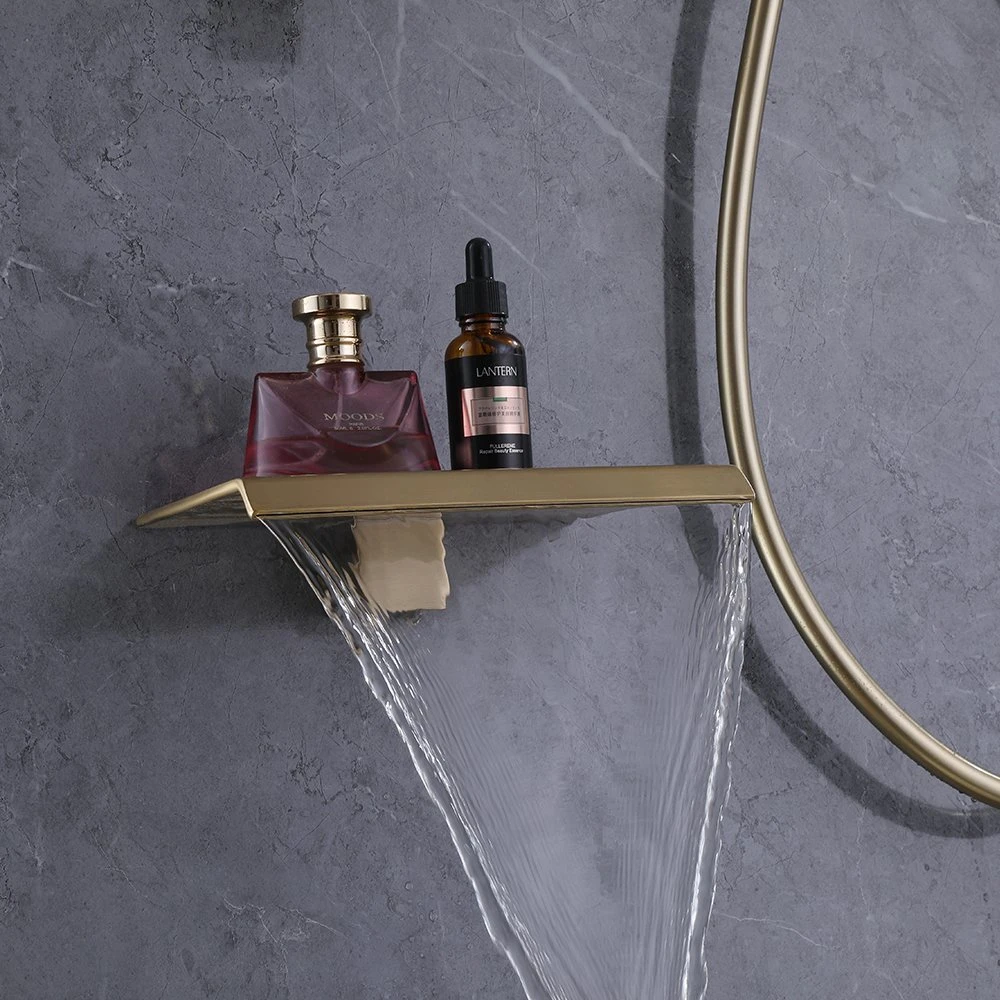 in-Wall Rainfall Bathroom System Shower Set 3 Ways Brushed Gold Shower Mixer