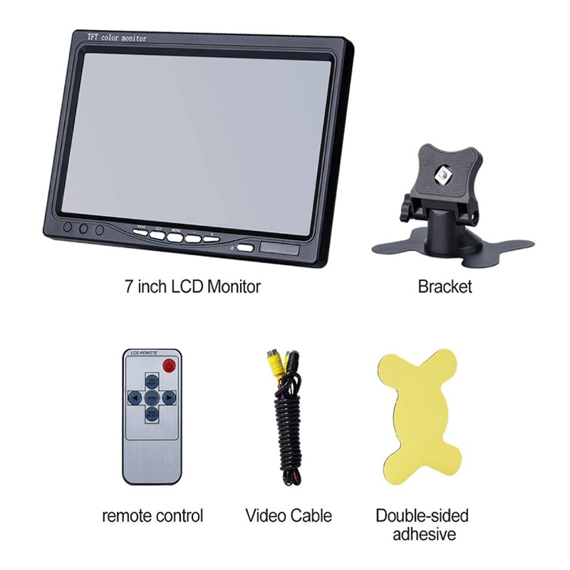 7 Inch TFT LCD Color Monitor 2 Video Input Car Rear View Monitor DVD VCR Monitor with Remote and Stand