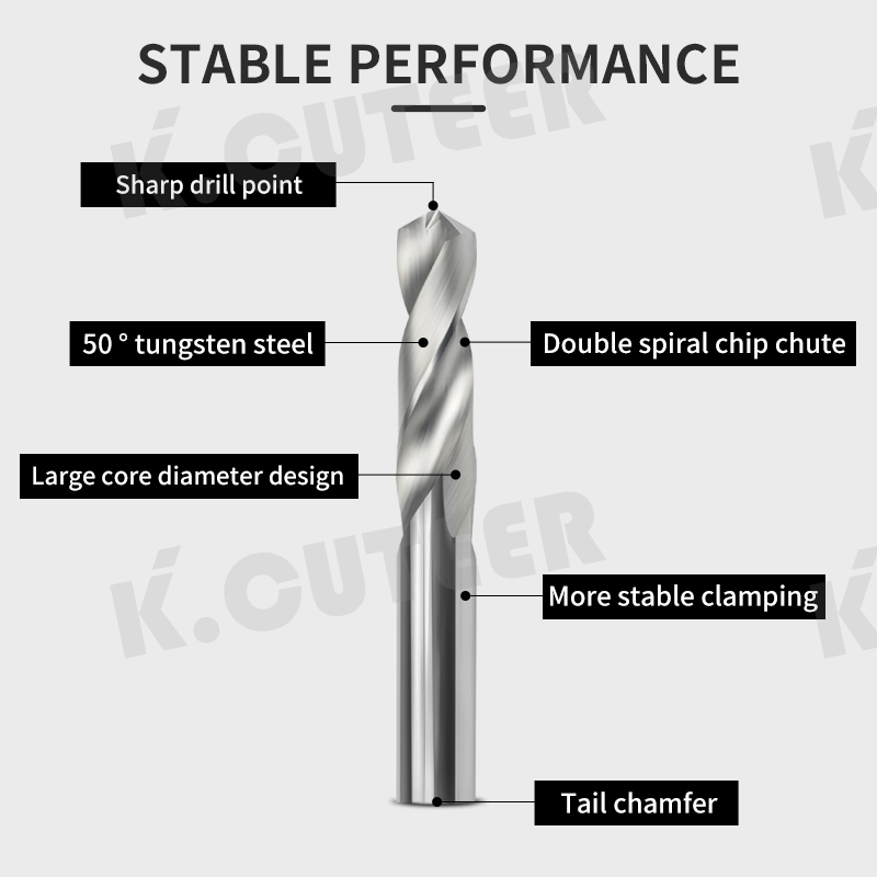 50-Degree Tungsten D1.8~D15.5 40~100L Carbide Twist Drill Bits for CNC Metal