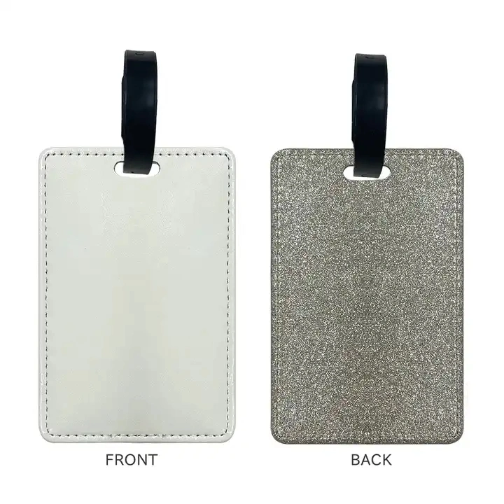 Sublimation Reise Name Tag Blank Customized Print PU Leder Glitter Zurück Etiketten Verlust Prävention Sublimation Gepäck Tags