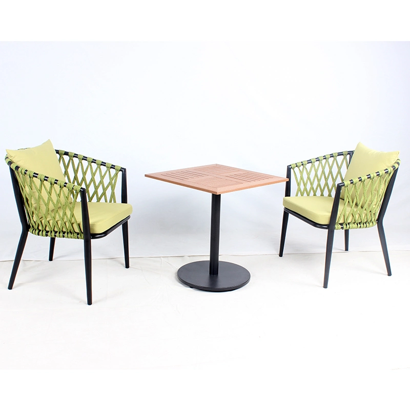 Venda a quente Leisure Hotel Patio Corda de alumínio cadeira de mesa definir mobiliário de jardim exterior