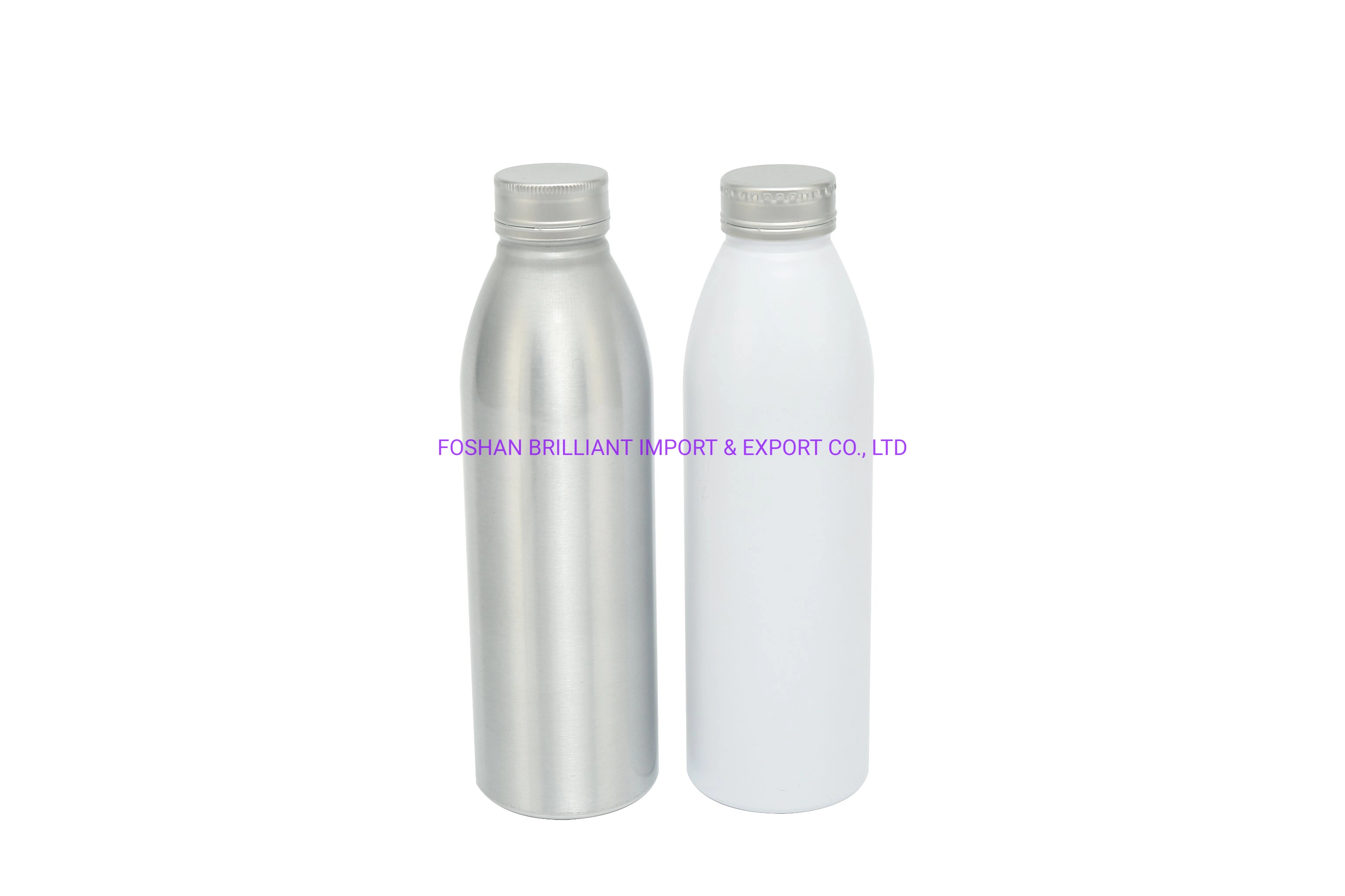 De Aluminio recubierto de grado alimenticio vaso de agua de los envases de metal blanco plateado la botella de aluminio con cierre ROPP 200ml 300 ml 400 ml 500ML 600ml 700 ml