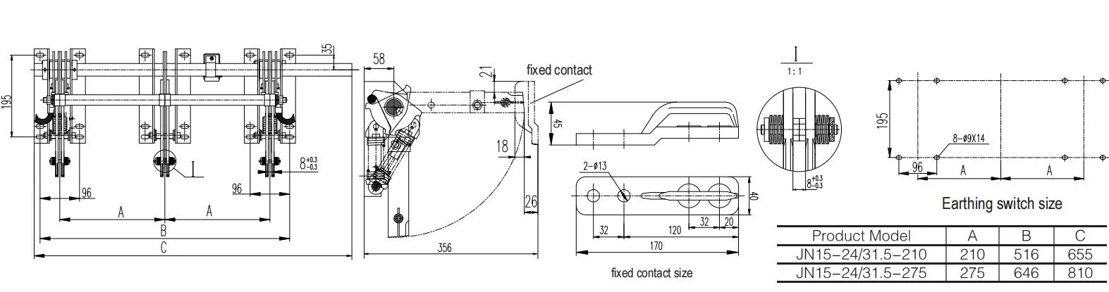 Indoor High Voltage 24kv 275mm Switches Without Sensor Ek6 Earthing Switch Other Switches for Power Distribution Equipment