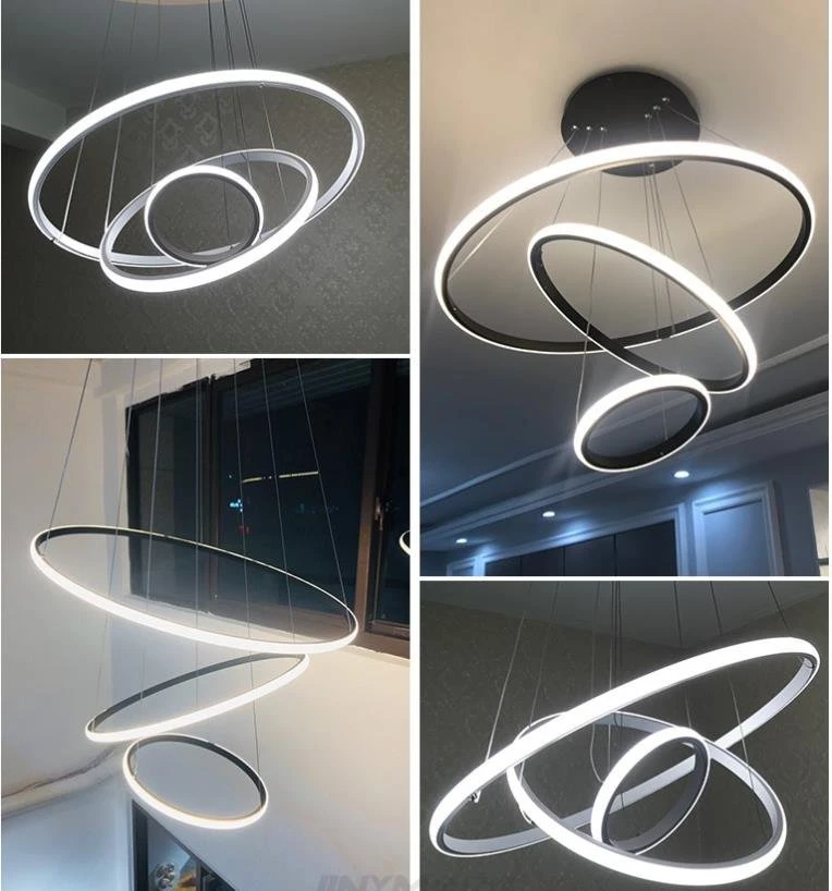 Modern Pendant Light Contemporary Acrylic Black New Design LED Chandelier