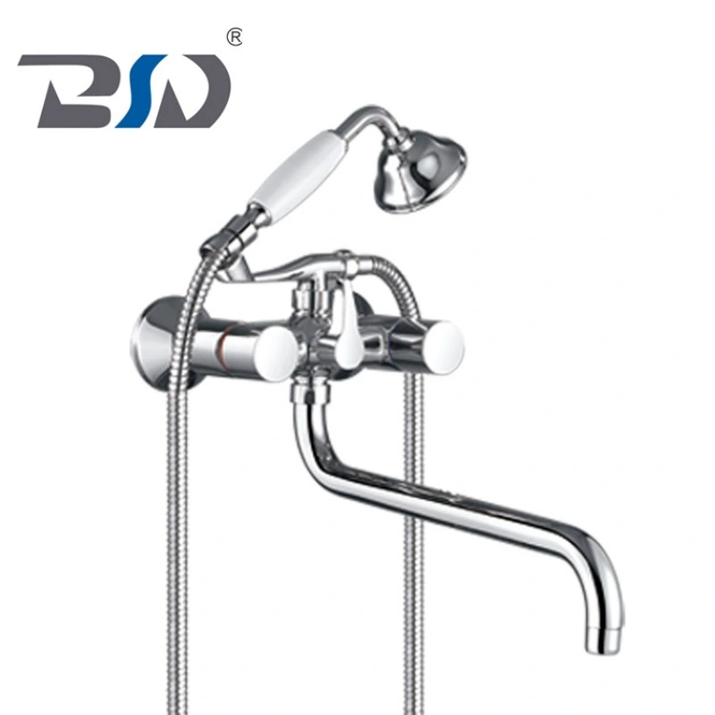 Banheiro em latão cromado deck com duas pegas Sink Basin Mixer