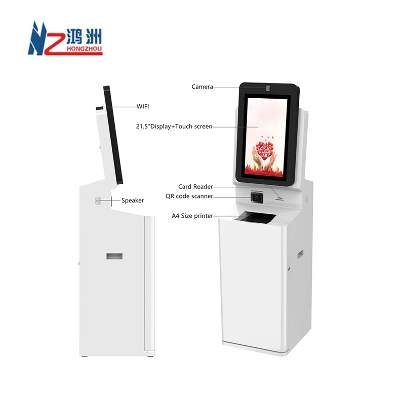 21.5 Inch Factory Cash Payment Kiosk with Cash Acceptor Coin Acceptor A4 Printing Machine Card Dispensing Kiosk