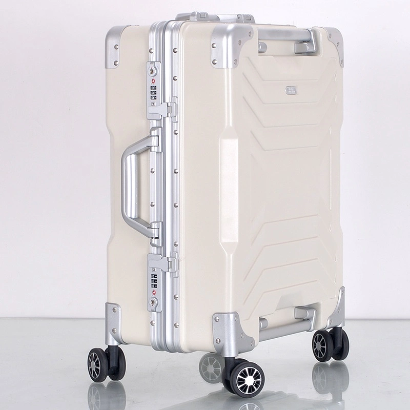 New Trend White PC Luggage with Tsa Lock Zipless Metal Frame