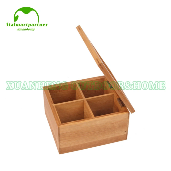 Single Lid Seasoning Salt Spice Bamboo Box