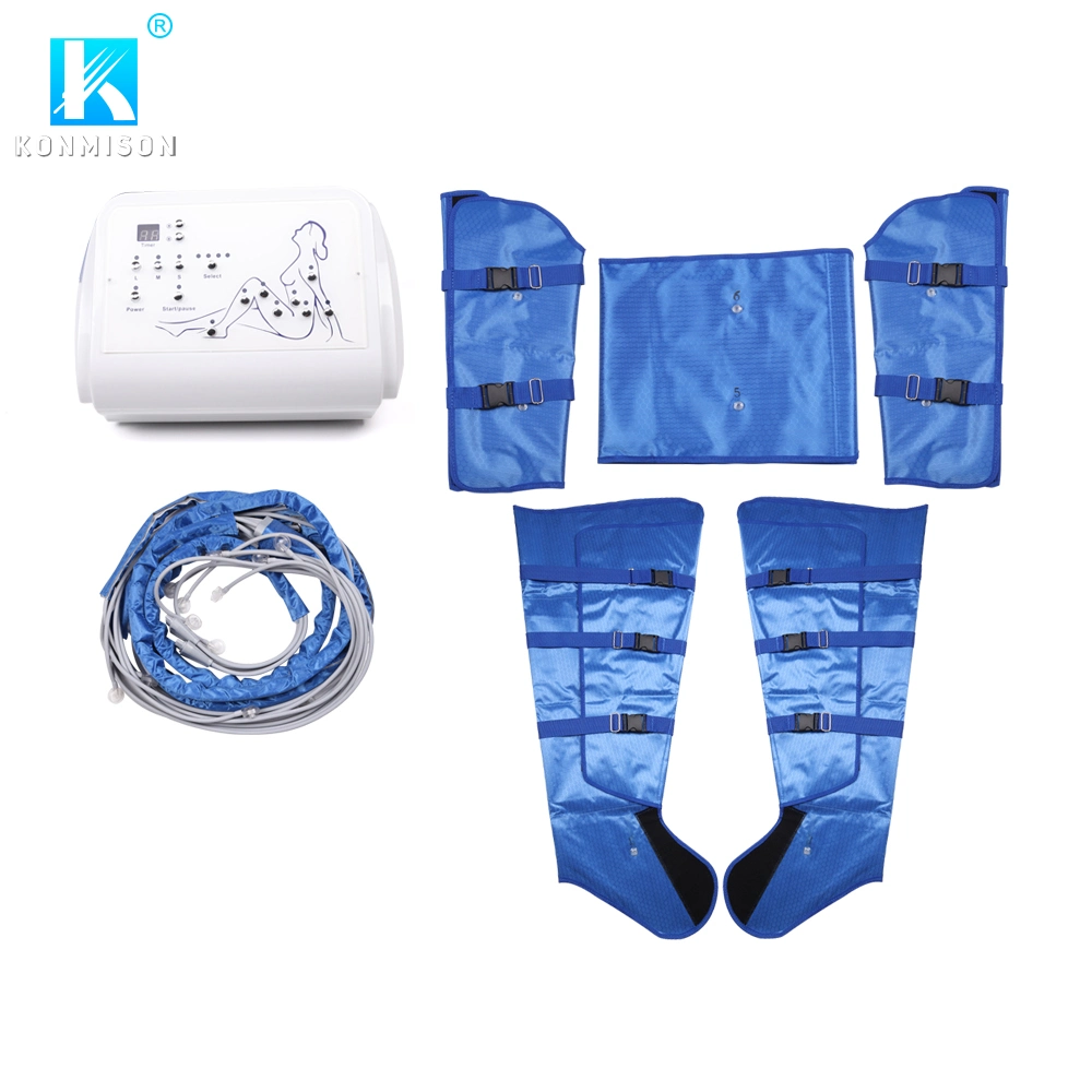 Traje de presoterapia de drenaje linfático con presión de aire para uso doméstico y adelgazamiento corporal personalizado. Equipo profesional de presoterapia para la pérdida de peso.