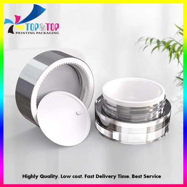 Customized Luxury Round Clear Acrylic Cosmetic Jar with Silver Cap 30g 50g