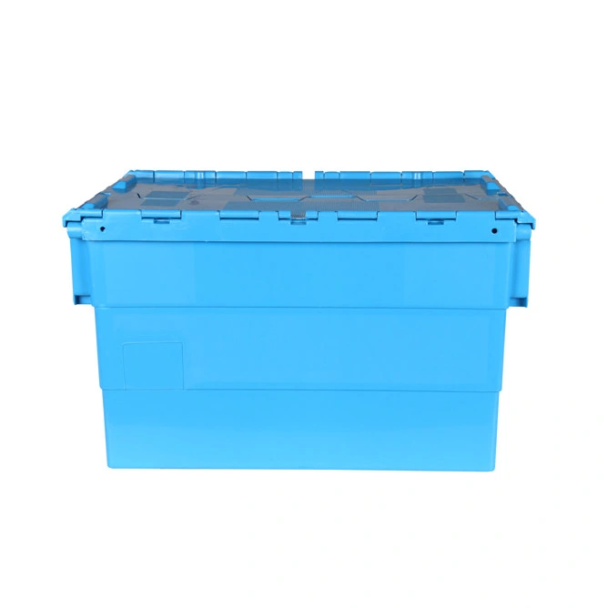 Large Load Capacity Plastic Turnover Container Hinged Lid Hard Plastic Tote Boxes