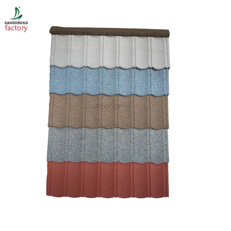 Ethiopia Aluminum Zinc Sand Coated Steel Corrugated Roofing Tile Stone Coated Metal Roof Made in China