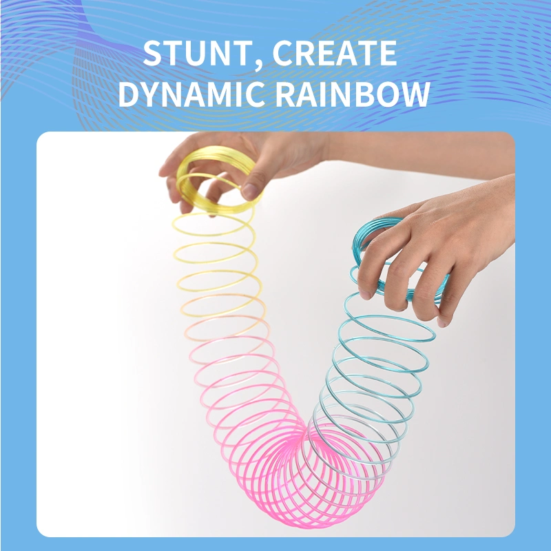 Rainbow Coil Magic Spring Toy for Kids Classic Novelty Plastic Spring Toy Rainbow Circle Fidget Stress Toy Plastic Coil Spring Party Favor Toy for Boys and Girl