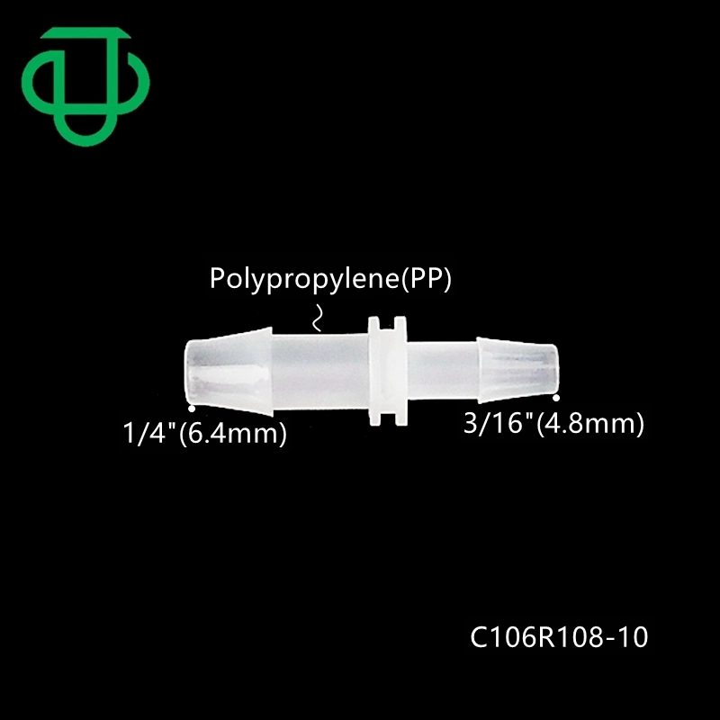 Ju Natural PP 1/4 Zoll bis 3/16 Zoll gerade 2-Wege-Reduzieren Reduzierstück Typ I mit Widerhaken, Reduzierrohr, Steckverbinder