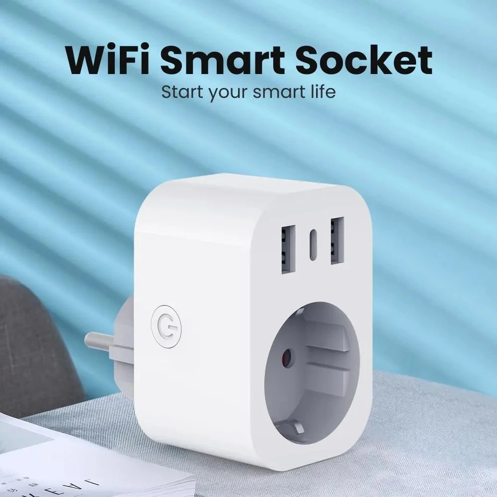 Tuya Smart Plug WiFi Smart Buchse mit USB Buchse Typ-C. EU-Steckdose