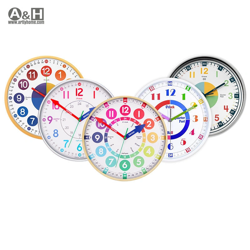 Colorful Learning Clock Kids Study Children's Teaching Clock Silent Educate Wall Clock