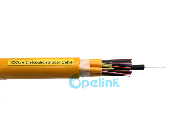 Cable de distribución de fibra óptica de la subunidad, cable de fibra óptica de cableado de interior multifibra, cable óptico monomodo de hasta 144 núcleos