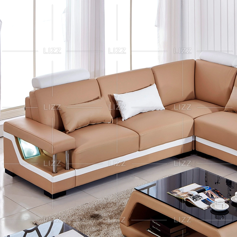 Modern Living Room Furniture Leather Recliner Sofa with LED Lights