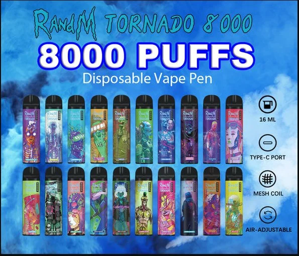 Original Randm Tornado 8000puffs Airflow Einstellbarer einmal-Vape Pen