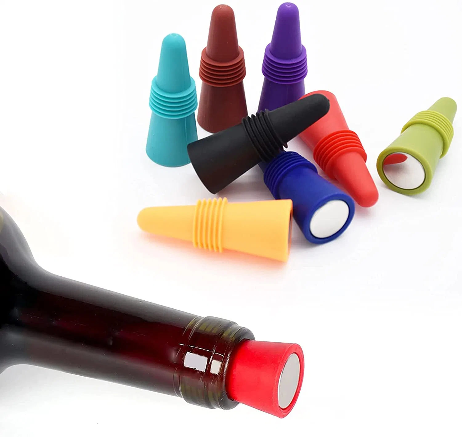 Wine Stoppers Beverage Bottle Sealer Soft Silicone Wine Bottle Stoppers Corks with Grip Top for Keeping Wine Champagne Fresh