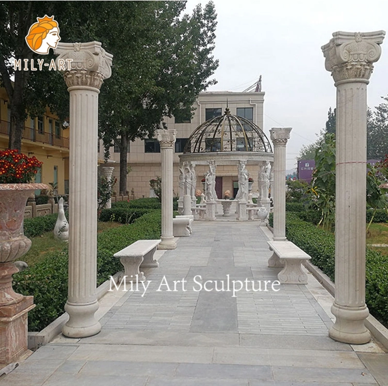 Building Decorative Natural Stone House Solid Hollow Marble Pillar