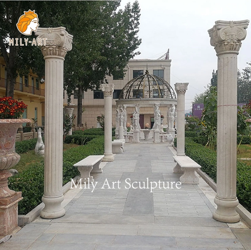 Edifício Decorativo Natural Stone House Solid Hollow Marble Pillar