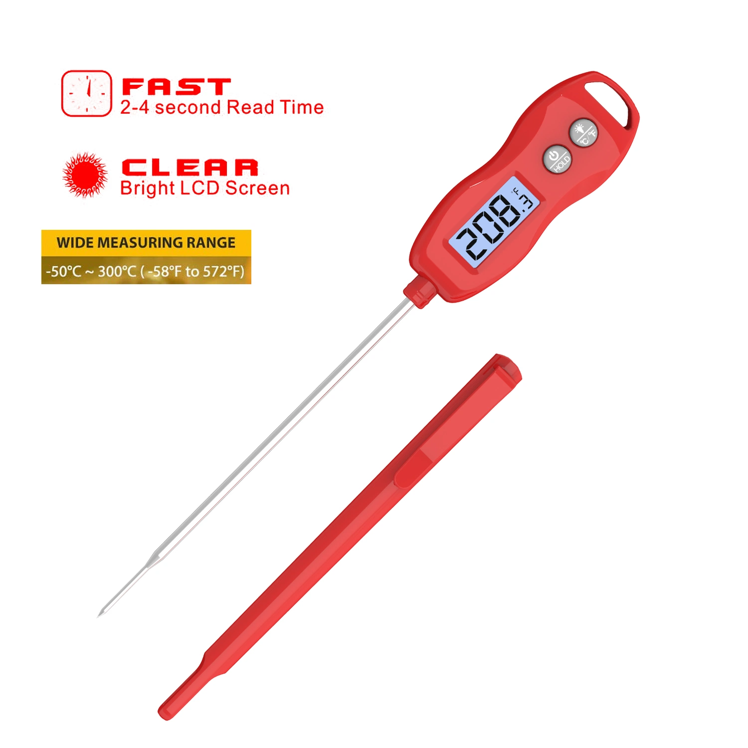 Digital Food Thermometer Kitchen Oven BBQ Cooking Meat Milk Water Measure Probe