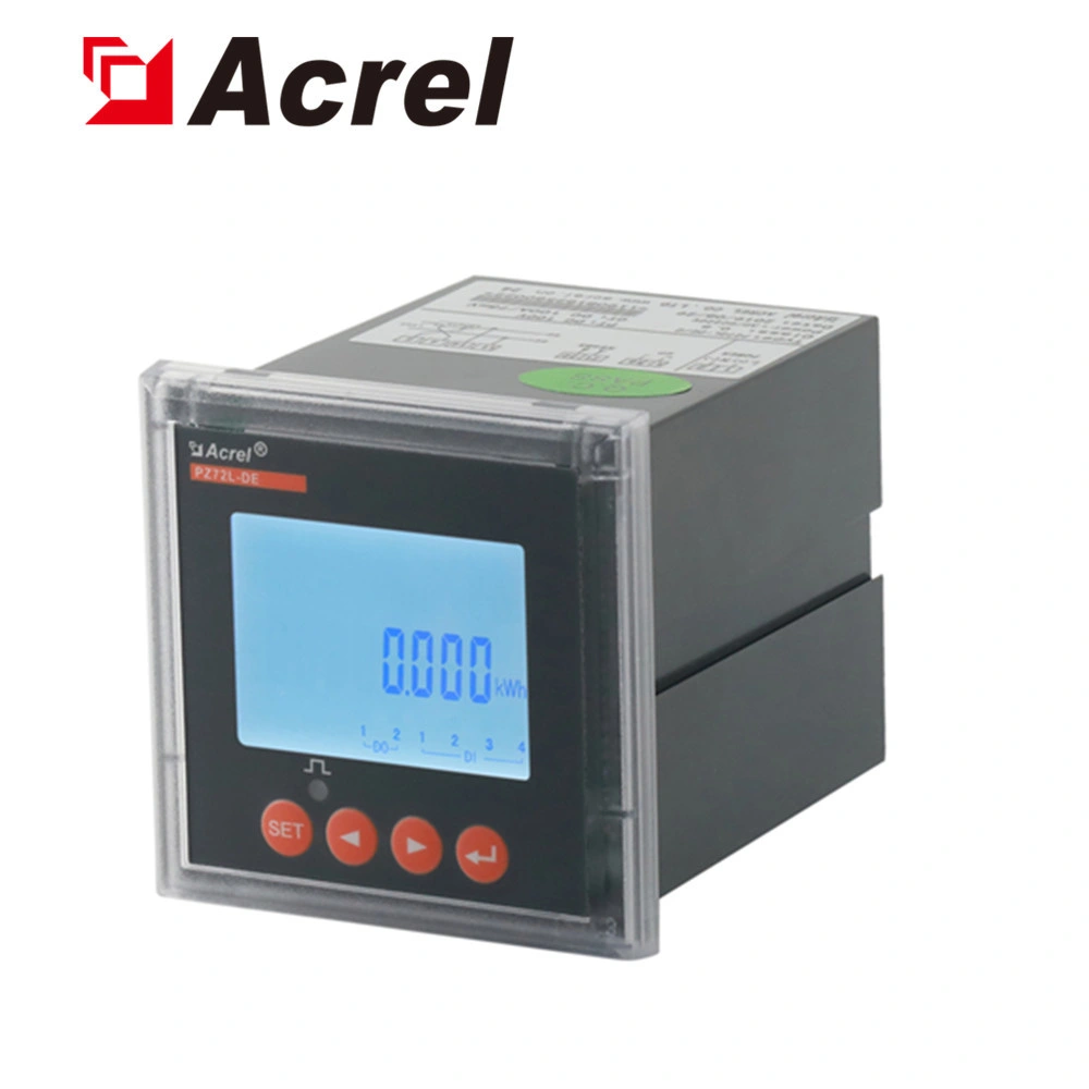 Acrel Pz72L-De Panel DC Electric Energy Meter Kwh Meter Solar Power Meter with Optional Function RS485485 Modbus 2di 2do Multi Tariff 12V to Access Hall Sensor