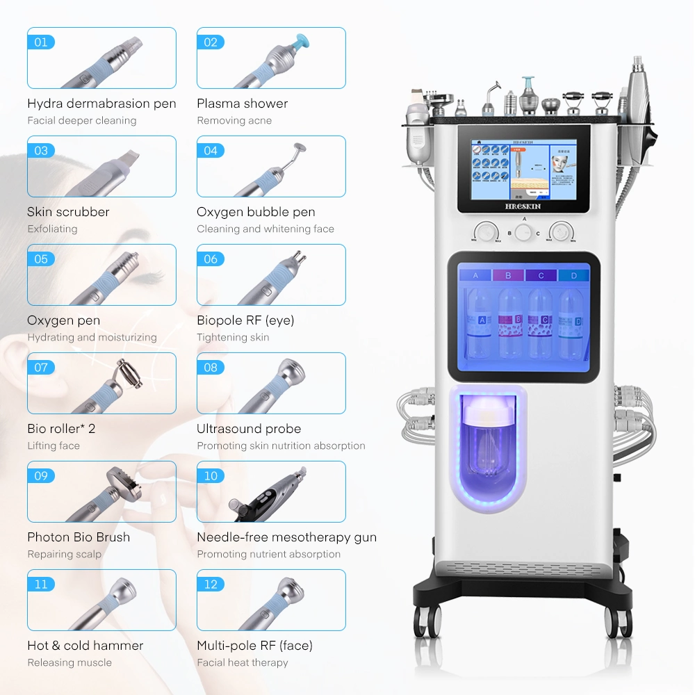 14 in 1 H2O2 Microdermabrasion Skin Aqua Peel Plasma Pen Blackhead Removal 2023 Hydrodermabrasion Bio Hydra Facial Dermabrasion Machine with Mesotherapy Gun