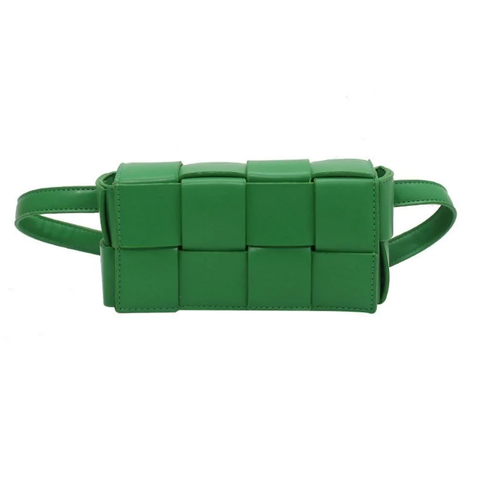 Small Braided Wave Green Match Chest Bag Women Summer Messenger Waist Trendy Wyz21250